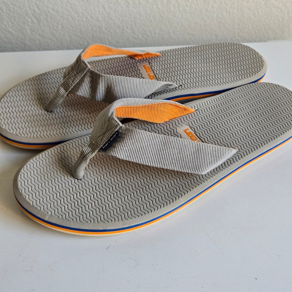 Hari Mari Dunes Mens Gray Orange Blue Flip Flop Sandals Size 12